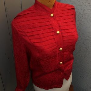Silk Blouse in Red By Robert Haik size 38 Women’s